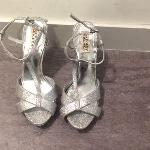 Sparkly Silver Badgley Mishka shoes
